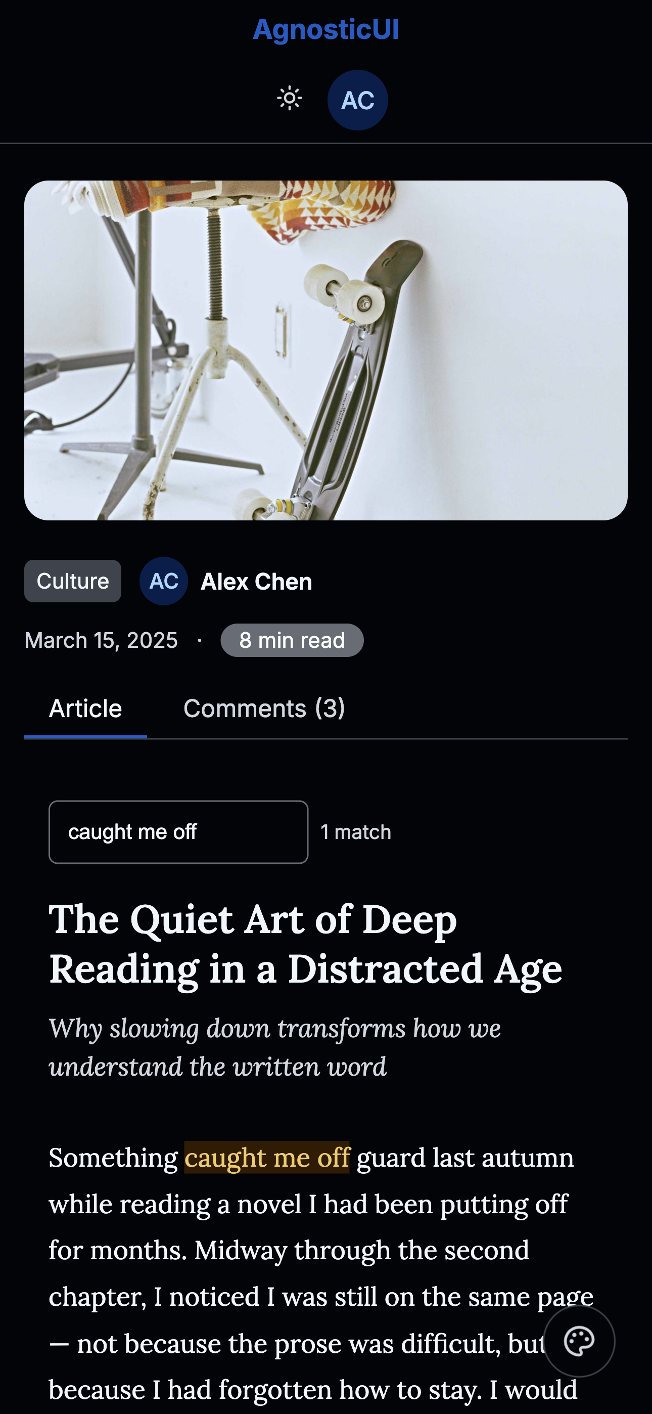 Mobile dark mode layout
