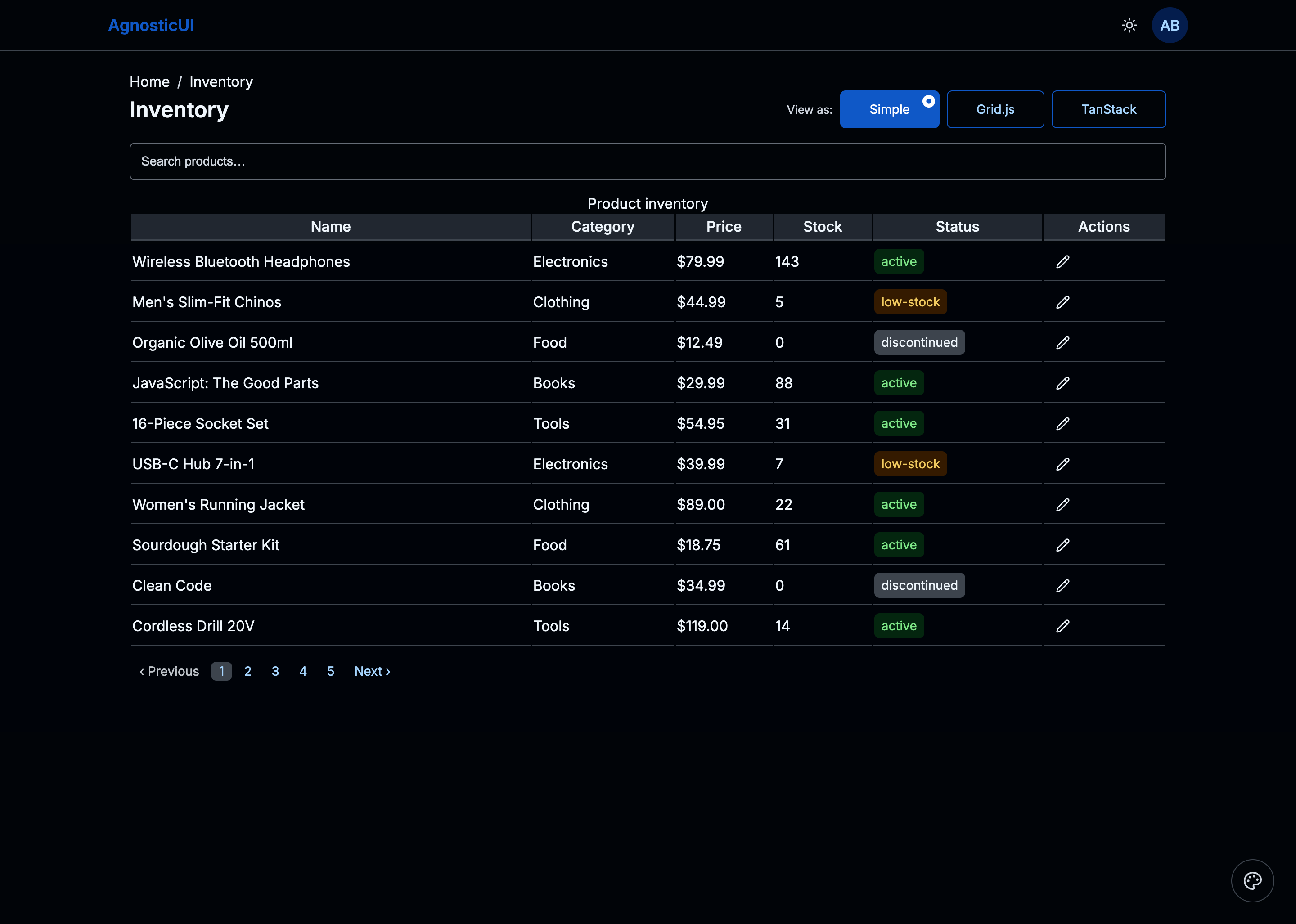 Desktop dark mode layout