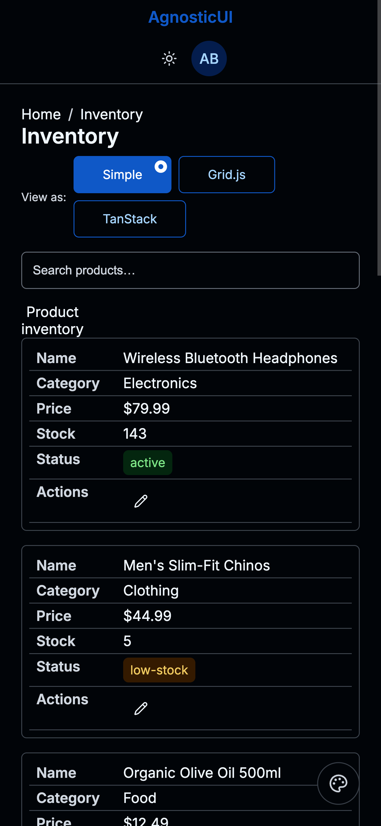 Mobile dark mode layout