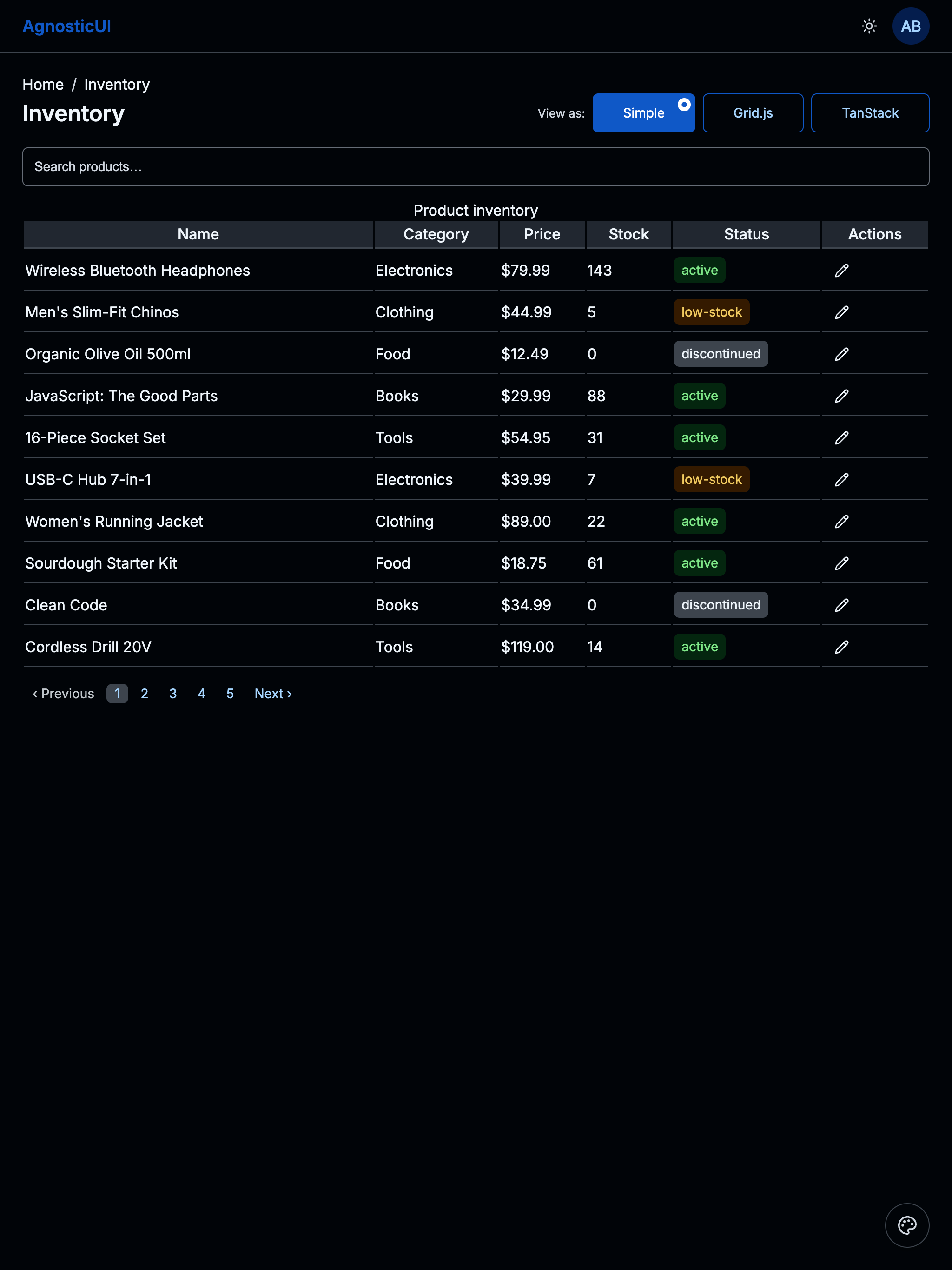 Tablet dark mode layout