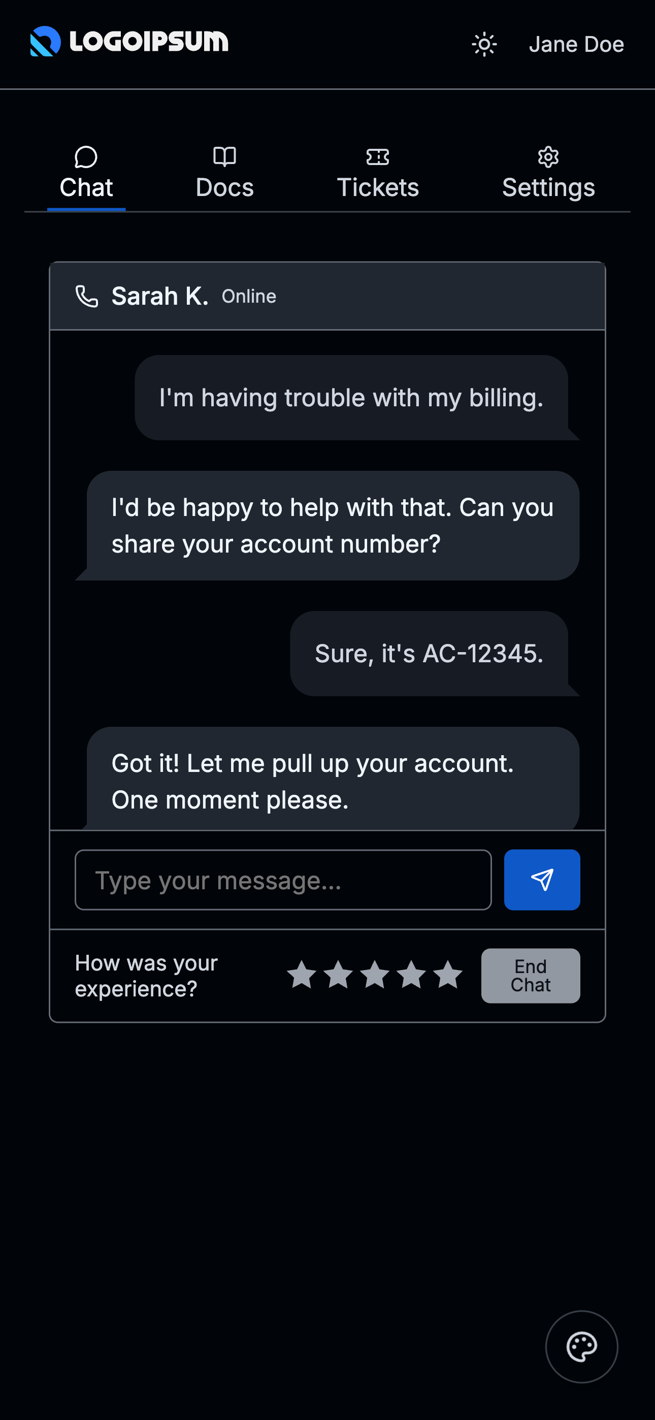 Mobile dark mode layout